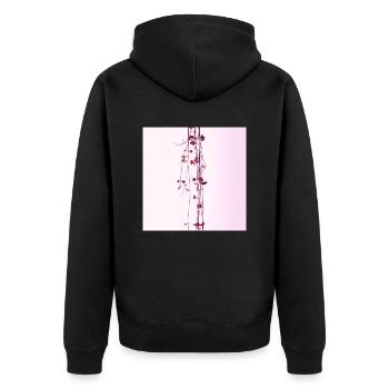 Zarte Pflanze Minimalismus Aquarell - Unisex Premium Bio Zip Hoodie - Schwarz - Hinten - Nico (187cm)