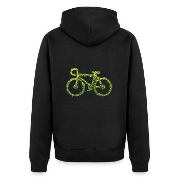 Nachhaltiges Fahrrad Rad Go Green Rennrad Geschenk - Unisex Premium Bio Zip Hoodie - Schwarz - Hinten - Nico (187cm)