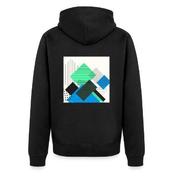 Abstrakte Rechtecke Pastell - Unisex Premium Bio Zip Hoodie - Schwarz - Hinten - Nico (187cm)