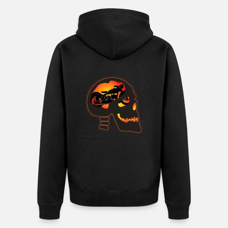 Biker Skull - Unisex Premium Bio Zip Hoodie - Schwarz