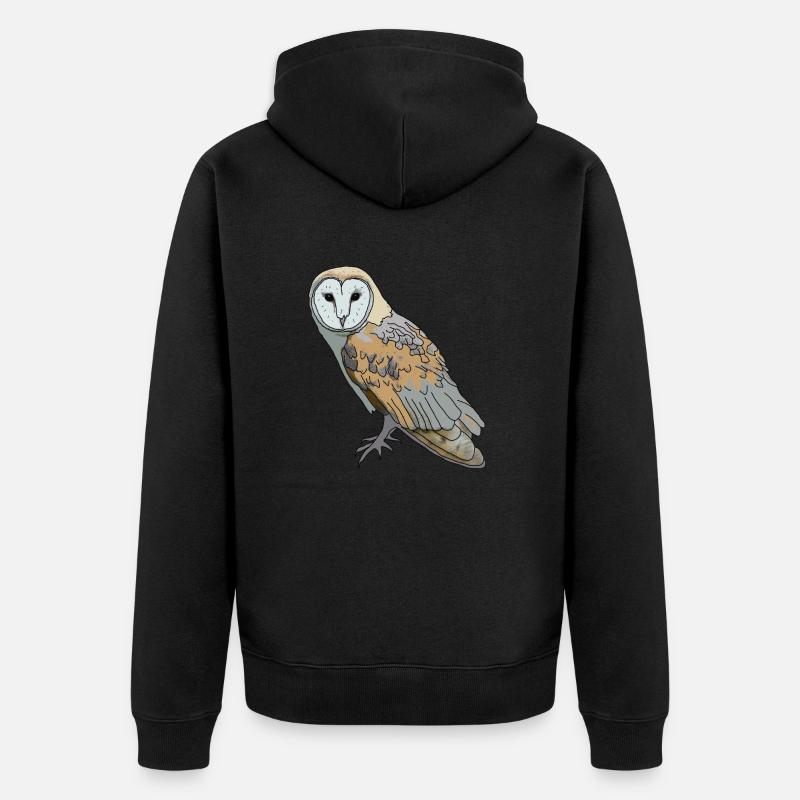 Eule - Schleiereule - Unisex Premium Bio Zip Hoodie - Schwarz
