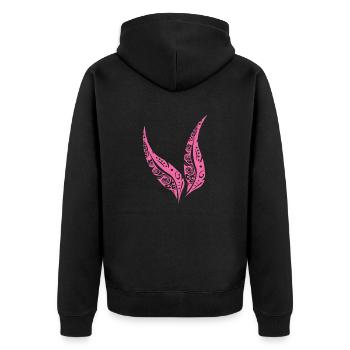 Maori Feder Federn Pink - Geschenkidee - Unisex Premium Bio Zip Hoodie - Schwarz - Hinten - Nico (187cm)