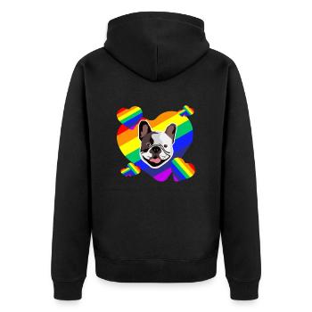 Lieblingshunde Französische Bulldogge - Geschenk - Unisex Premium Bio Zip Hoodie - Schwarz - Hinten - Nico (187cm)