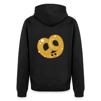 Brezel - Unisex Premium Bio Zip Hoodie - Schwarz - Hinten - Nico (187cm)