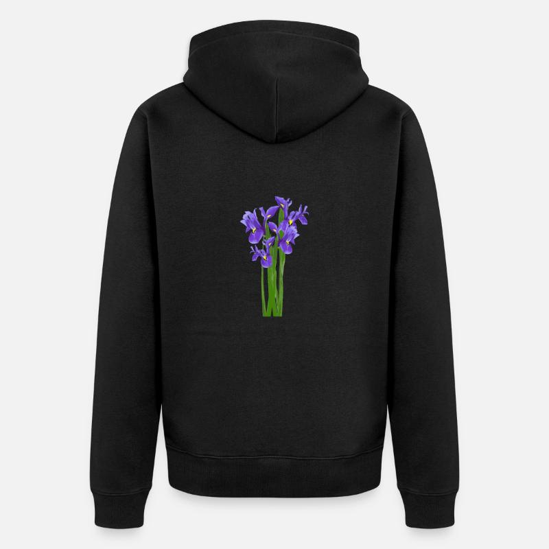 Blumen Frühling Iris Schwertlilien - Geschenkidee - Unisex Premium Bio Zip Hoodie - Schwarz