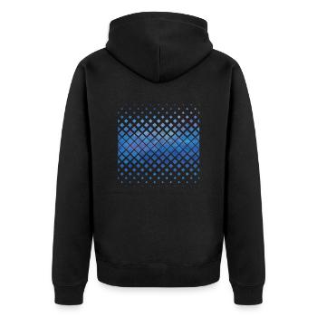 Muster - Unisex Premium Bio Zip Hoodie - Schwarz - Hinten - Nico (187cm)