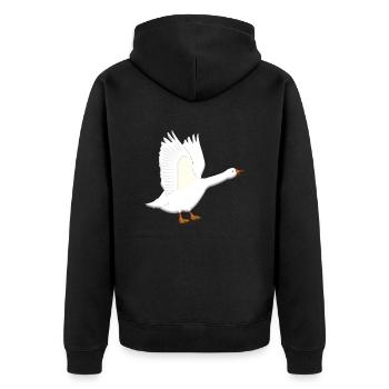 Goose is acidic - Unisex Premium Organic Zip Hoodie - black - Back - Nico (187cm)