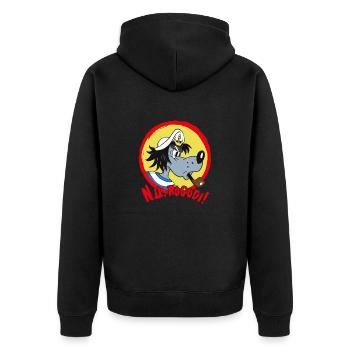 Wolf Nu Pogodi! ! Hare and wolf - Unisex Premium Organic Zip Hoodie - black - Back - Nico (187cm)