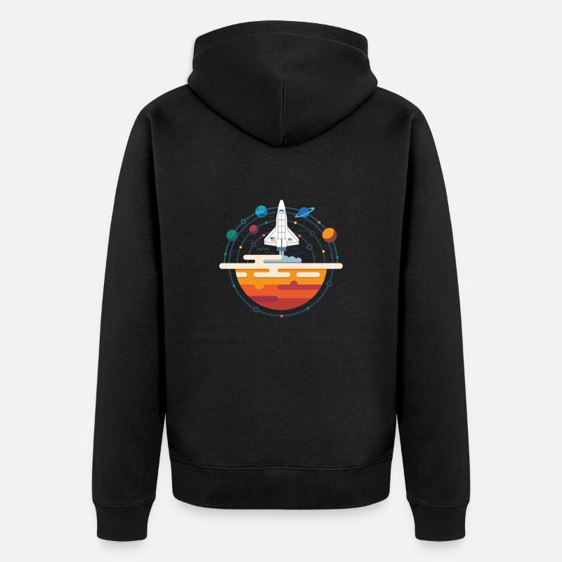 Space Shuttle & Solar System - Unisex Premium Bio Zip Hoodie - Schwarz