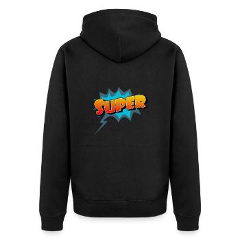 Super Comic Lettering Symbol - Unisex Premium Bio Zip Hoodie - Schwarz - Hinten - Nico (187cm)
