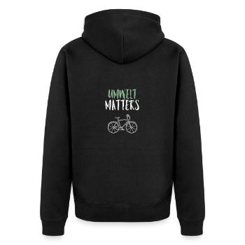 Umweltschutz Fahrrad - Unisex Premium Bio Zip Hoodie - Schwarz - Hinten - Nico (187cm)