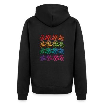 Fahrrad Bunte Fahrräder Fahrräder - Geschenkidee - Unisex Premium Bio Zip Hoodie - Schwarz - Hinten - Nico (187cm)