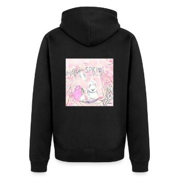 Spring is in the Air - Osterhase - Unisex Premium Bio Zip Hoodie - Schwarz - Hinten - Nico (187cm)
