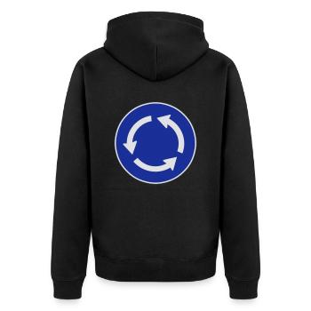 Kreisverkehr - Unisex Premium Bio Zip Hoodie - Schwarz - Hinten - Nico (187cm)