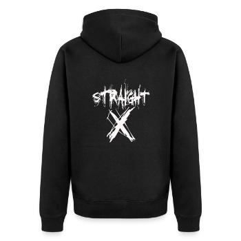 Straight X - Unisex Premium Bio Zip Hoodie - Schwarz - Hinten - Nico (187cm)