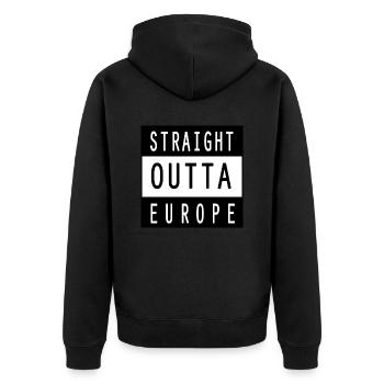 STRAIGHT OUTTA EUROPE - Unisex Premium Organic Zip Hoodie - black - Back - Nico (187cm)