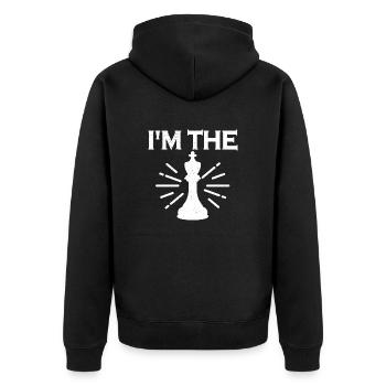 I’m The King Chess Board Funny Game T-Shirt - Unisex Premium Bio Zip Hoodie - Schwarz - Hinten - Nico (187cm)