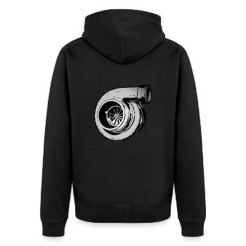 Turbo Lader - Unisex Premium Bio Zip Hoodie - Schwarz - Hinten - Nico (187cm)