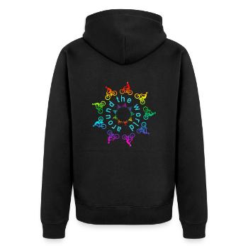 around the world rainbow - Unisex Premium Organic Zip Hoodie - black - Back - Nico (187cm)