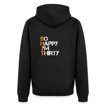Dreißigster Geburtstag lustiger Spruch 30 fun - Unisex Premium Bio Zip Hoodie - Schwarz - Hinten - Nico (187cm)