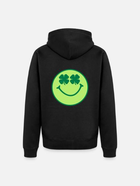 Smiley - Unisex Premium Organic Zip Hoodie - black