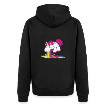 Einhorn - Unisex Premium Bio Zip Hoodie - Schwarz - Hinten - Nico (187cm)