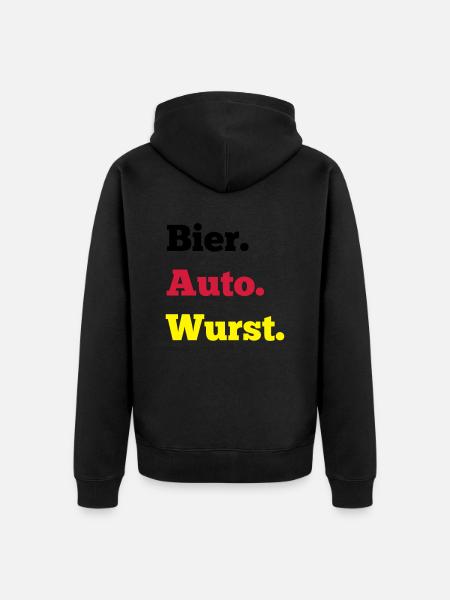 Bier Auto Wurst - Unisex Premium Bio Zip Hoodie - Schwarz
