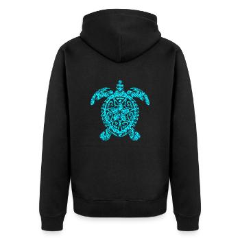 Maori Schildkröte Honu Plumeria Tribal Tattoo - Unisex Premium Bio Zip Hoodie - Schwarz - Hinten - Nico (187cm)
