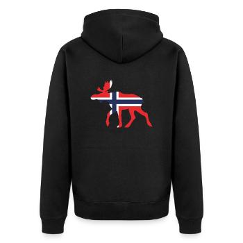 Moose Norway flag - Unisex Premium Organic Zip Hoodie - black - Back - Nico (187cm)