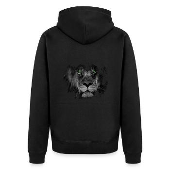 Lion animal chat chat aux yeux brillants - Veste à capuche bio Premium Unisexe - noir - Dos - Nico (187cm)