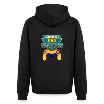 GAMER - Unisex Premium Bio Zip Hoodie - Schwarz - Hinten - Nico (187cm)