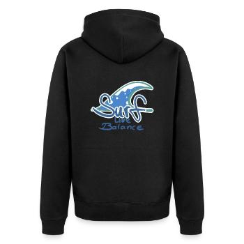 Surf logo - Unisex Premium Organic Zip Hoodie - black - Back - Nico (187cm)