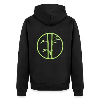 logo ring 2 bamboo plants circle round silhouette - Unisex Premium Organic Zip Hoodie - black - Back - Nico (187cm)