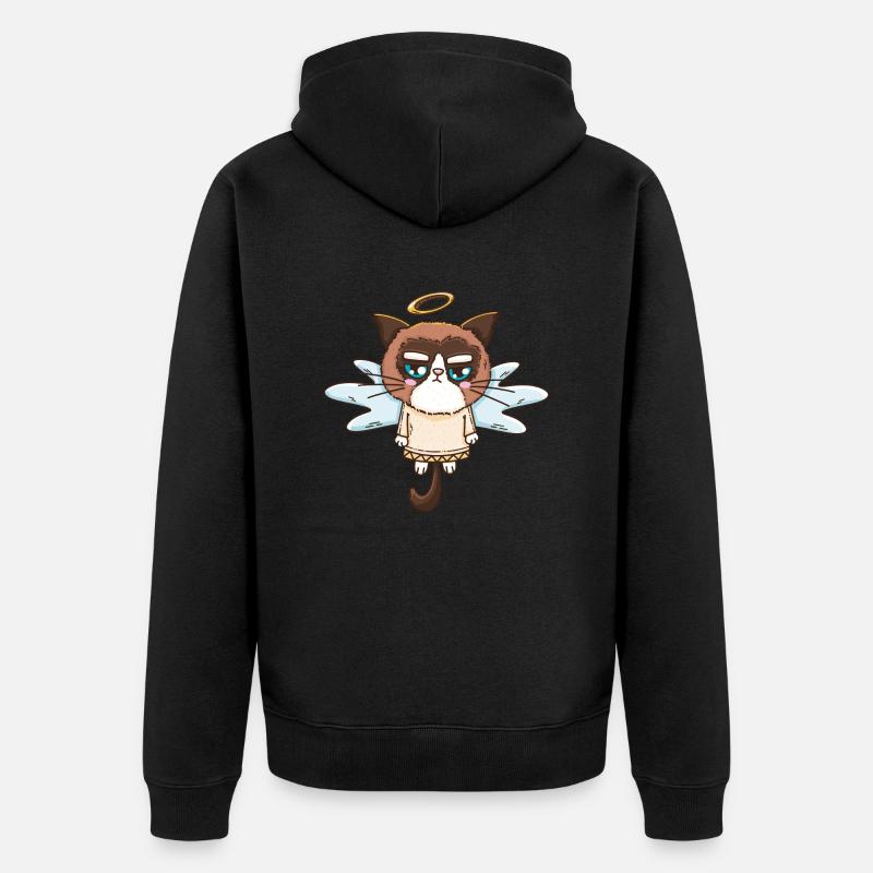 Ange chat grincheux - Veste à capuche bio Premium Unisexe - noir
