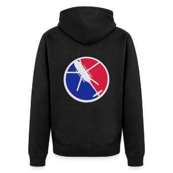 Sport Heli Logo rot blau - Unisex Premium Bio Zip Hoodie - Schwarz - Hinten - Nico (187cm)