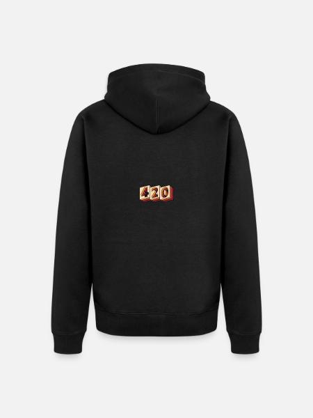 420 retro logo - Unisex Premium Organic Zip Hoodie - black