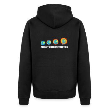 Climate Change Evolution Funny Awareness T-Shirt - Unisex Premium Organic Zip Hoodie - black - Back - Nico (187cm)