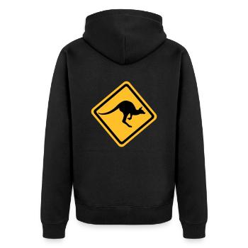 Känguru - Unisex Premium Bio Zip Hoodie - Schwarz - Hinten - Nico (187cm)