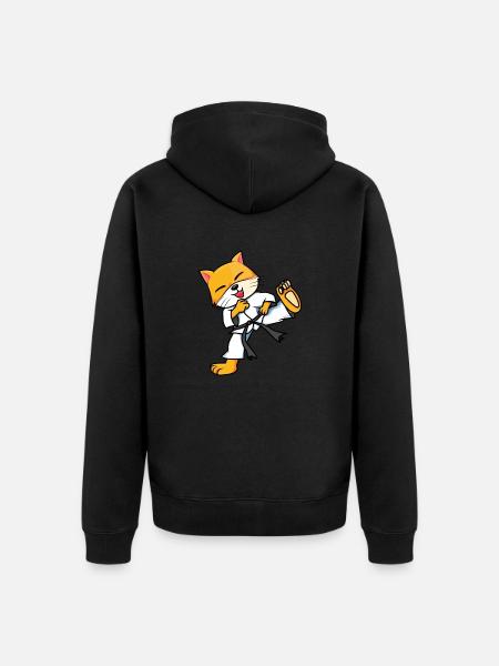 Karate Katze - Unisex Premium Organic Zip Hoodie - black