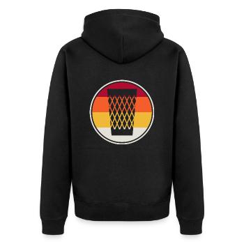 United Colors of Ebbelwoi Frankfurt Apfelwein - Unisex Premium Bio Zip Hoodie - Schwarz - Hinten - Nico (187cm)