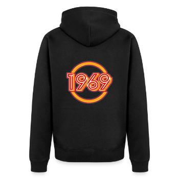 1969 année de naissance - Veste à capuche bio Premium Unisexe - noir - Dos - Nico (187cm)
