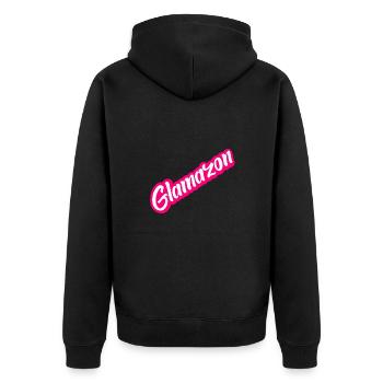 glamazon - Unisex Premium Bio Zip Hoodie - Schwarz - Hinten - Nico (187cm)