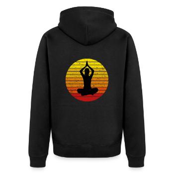 Vintage Yoga Shirt Namaste Esoteric - Unisex Premium Organic Zip Hoodie - black - Back - Nico (187cm)