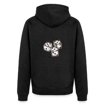 Würfel - Unisex Premium Bio Zip Hoodie - Schwarz - Hinten - Nico (187cm)