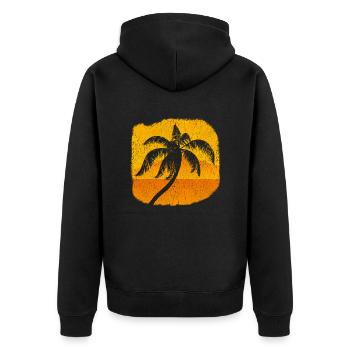 Palm Palm Trees Sunset Beach Retro - Unisex Premium Organic Zip Hoodie - black - Back - Nico (187cm)