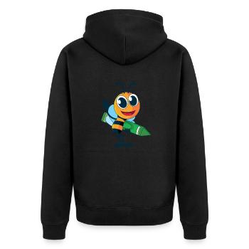Biene mit Wachsmalstift - Unisex Premium Bio Zip Hoodie - Schwarz - Hinten - Nico (187cm)