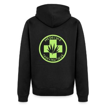 medecine cannabis marijuana feuille therapeutique - Veste à capuche bio Premium Unisexe - noir - Dos - Nico (187cm)