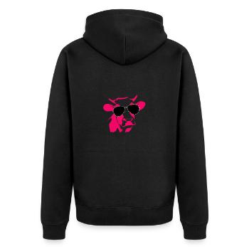 Vache aux lunettes de soleil drôle - Veste à capuche bio Premium Unisexe - noir - Dos - Nico (187cm)