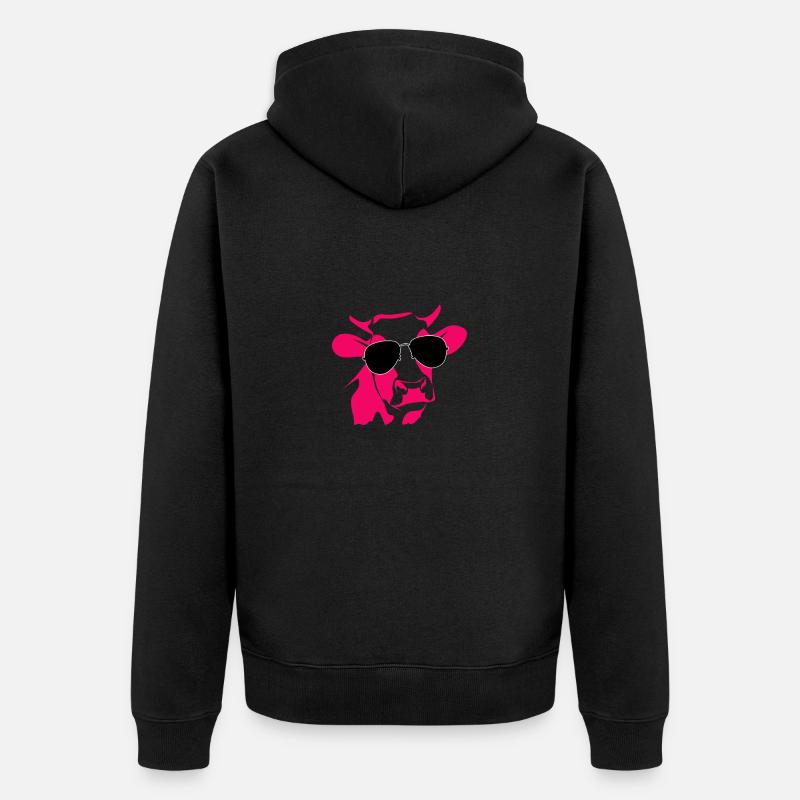Vache aux lunettes de soleil drôle - Veste à capuche bio Premium Unisexe - noir