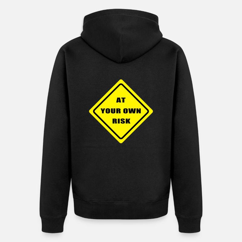 At your won risk - Unisex Premium Bio Zip Hoodie - Schwarz